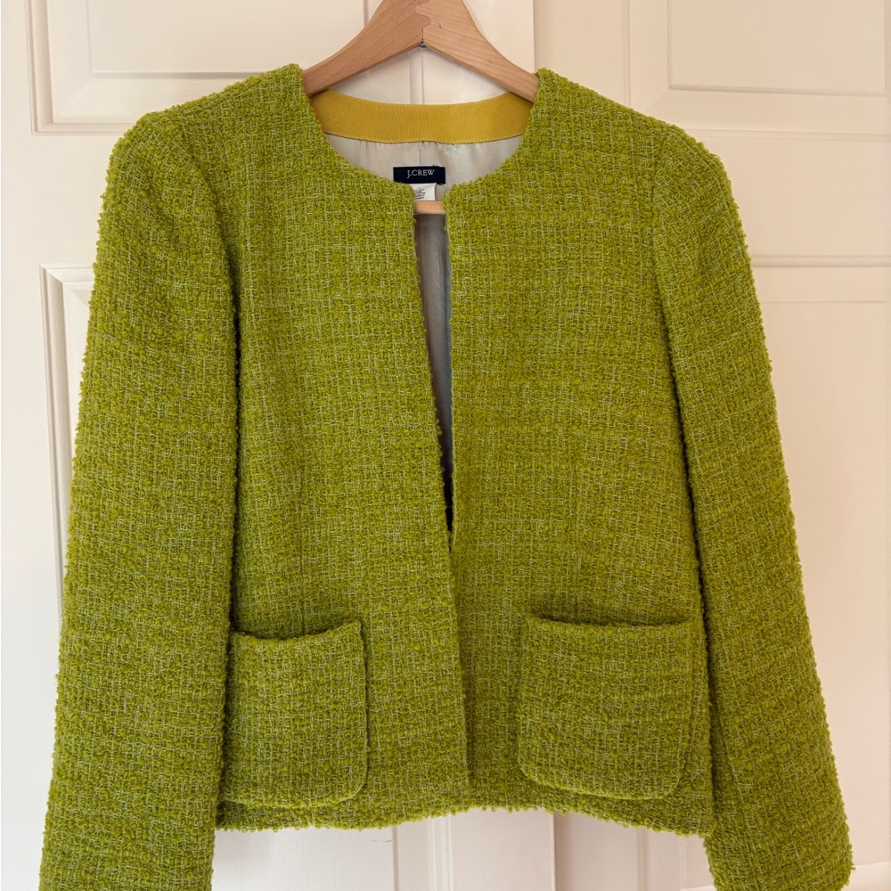 J. Crew Women's Lime Green Tweed Blazer